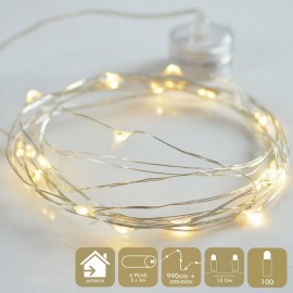 Guirnalda de 100 LEDS color amarillo Navidad Distancia entre bombillas 10cm Extensión 990cm