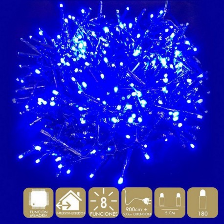 180 Luces LED 8 Funciones Color Azul 500cm
