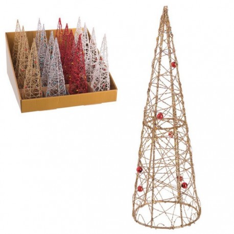 Árbol Cono Metal Decoración Navidad 6,50 X 6,50 X 20 Cm