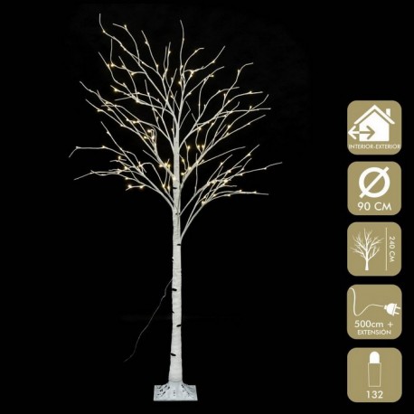 Árbol con 132 Luces Led Cálido con Base Plástico Altura 240 Cm