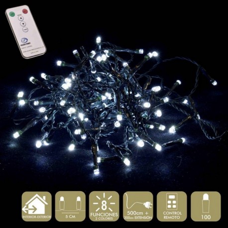 100 Luces Led 8 Funciones Blanco y Amarillo 500 Cm