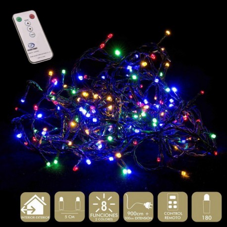180 Luces Led 8 Funciones 2 Colores 900 Cm