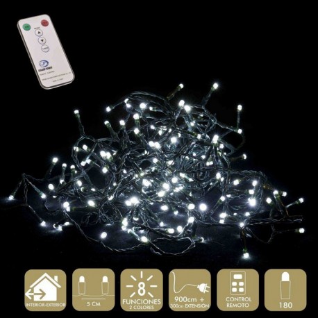 180 Luces Led 8 Funciones Blanco y Amarillo 900 Cm