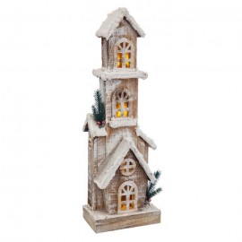 Casa Nevada 5 Luces Led Madera 18 X 11 X 55 Cm Casa Nevada 5 Luces Led Madera 18 X 11 X 55 Cm