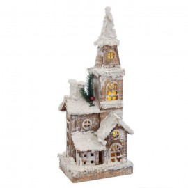 Casa Nevada 5 Luces Led Madera 18 X 12 X 46 Cm Casa Nevada 5 Luces Led Madera 18 X 12 X 46 Cm