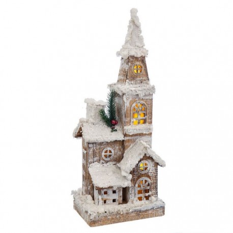 Casa Nevada 5 Luces Led Madera 18 X 12 X 46 Cm