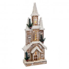 Casa Nevada 5 Luces Led Madera 21 X 10 X 59 Cm Casa Nevada 5 Luces Led Madera 21 X 10 X 59 Cm