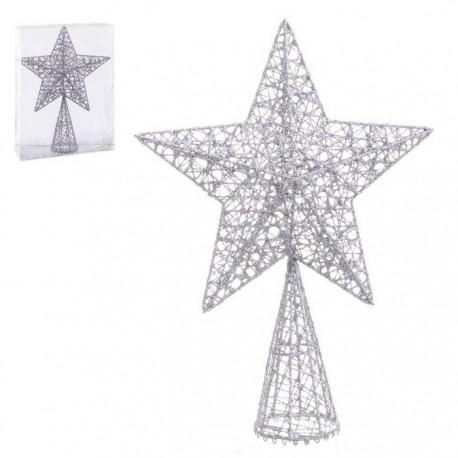 Punta Árbol Estrella Plata 20 X 6 X 28 Cm