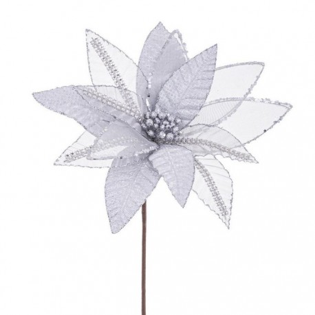 Flor Poinsettia Plata 50 X 28 Cm
