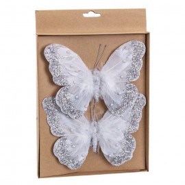Mariposa Con Clip Plata 18 Cm