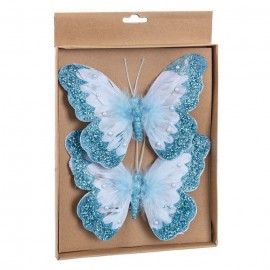 Mariposa Con Clip Turquesa 18 Cm