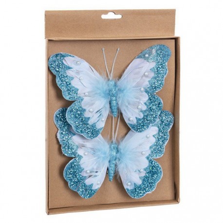 Mariposa Con Clip Turquesa 18 Cm