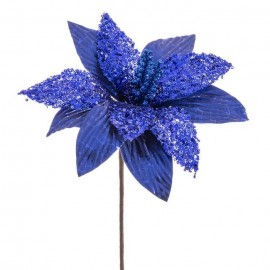 Flor Poinsettia Tejido Azul 25 X 65 Cm
