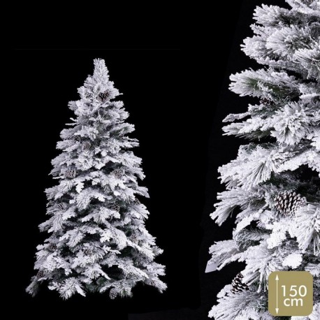 Árbol 150 Cm 272 Ramas Nevado Con Piñas