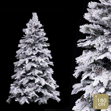 Árbol 180 Cm 403 Ramas Nevado Con Piñas