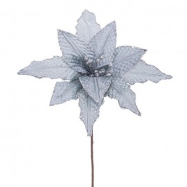 Flor Poinsettia Tejido Azul 25 X 47 Cm