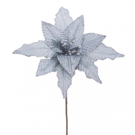Flor Poinsettia Tejido Azul 25 X 47 Cm
