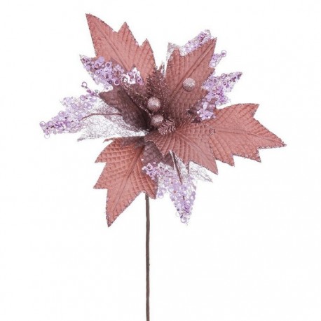 Flor Poinsettia Tejido Rosa 30 X 60 Cm