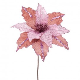 Flor Poinsettia Tejido Rosa 28 X 44 Cm Flor Poinsettia Tejido Rosa 28 X 44 Cm