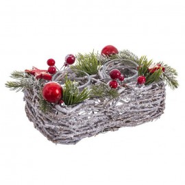2 Portavelas Ramas Con Acebo 22 X 12 X 10 Cm