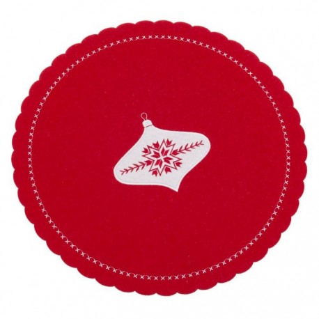 Salvamantel Bordado Fieltro Rojo 35 X 35 X 0,30 Cm