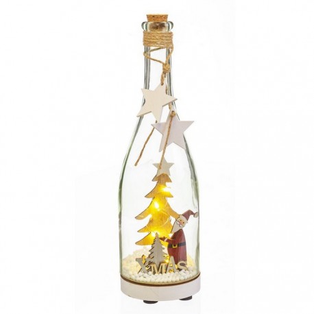 Botella Papa Noel Con Luz 8,50 X 8,50 X 29,50 Cm
