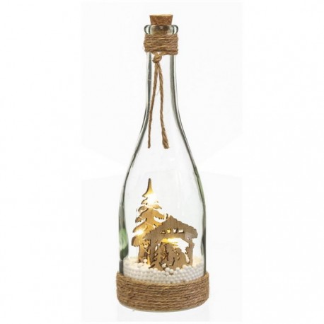 Botella Belén Con Luz Vidrio 8 X 8 X 28 Cm