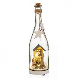 Botella Muñeco de Nieve Con Luz 8,50 X 8,50 X 29,50cm Botella Muñeco de Nieve Con Luz 8,50 X 8,50 X 29,50cm