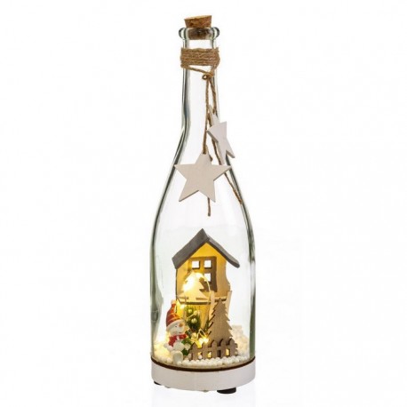 Botella Muñeco de Nieve Con Luz 8,50 X 8,50 X 29,50cm