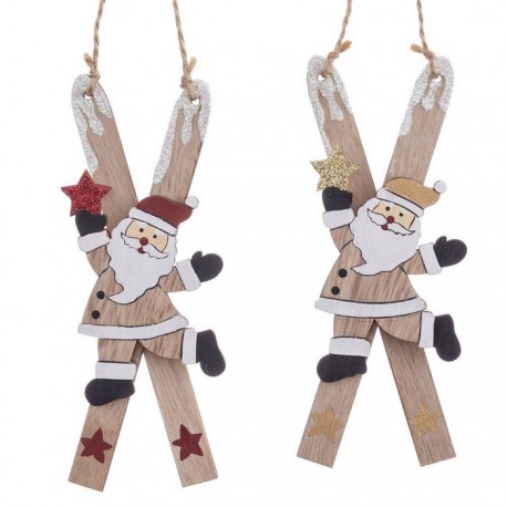 Colgante Esquís Papa Noel DeMadera 0,90 X 15 X 5 Cm