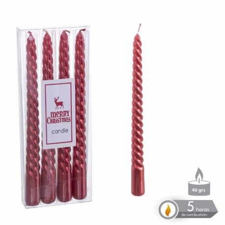 Vela Espiral Rojo Metálico Navidad 1,80 X 20 Cm