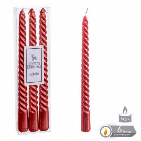 Vela Espiral Rojo Metálico Navidad 1,80 X 25 Cm