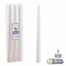 Vela Candelabro Blanco Nacarado 1,80 X 25 Cm Vela Candelabro Blanco Nacarado 1,80 X 25 Cm