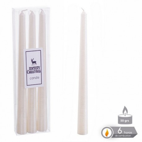 Vela Candelabro Blanco Nacarado 1,80 X 25 Cm