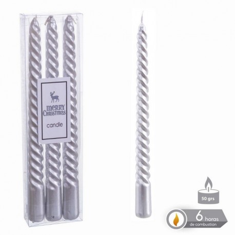 Vela Espiral Plata Navidad 1,80 X 25 Cm