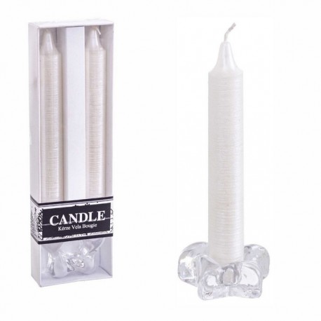 Vela Candelabro Blanco Nacarado 15,20 X 5,40 X 2,30 Cm