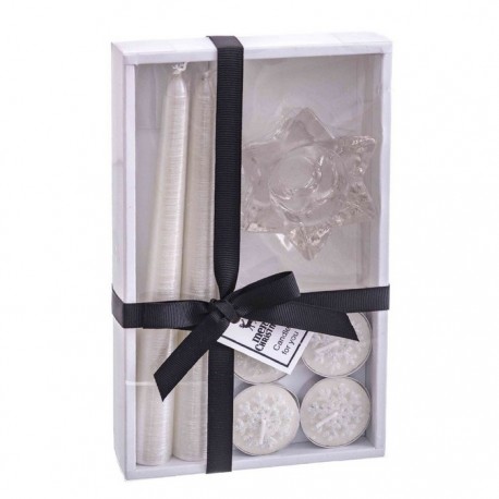 Vela Candelabro Blanco Nacarado 21,70 X 13,30 X 3,80 Cm