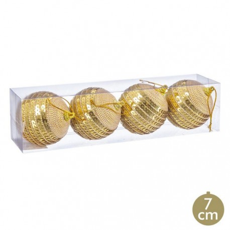 4 Bolas Lentejuelas Foam Oro 7 X 7 X 7 Cm