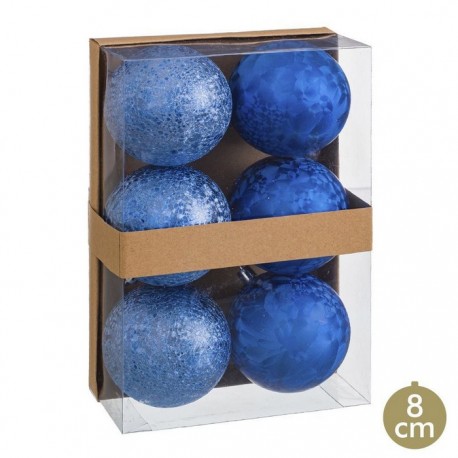 6 Bolas Aguas Plástico Azul 8 X 8 X 8 Cm