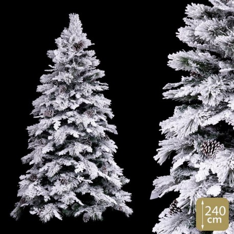 Árbol 240 Cm 819 Ramas Nevado Con Piñas