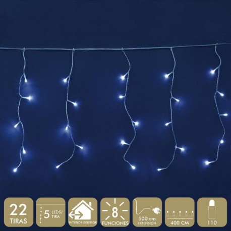 Cortina de luz con 110 luces para interior y exterior de led blanca de 400 cm