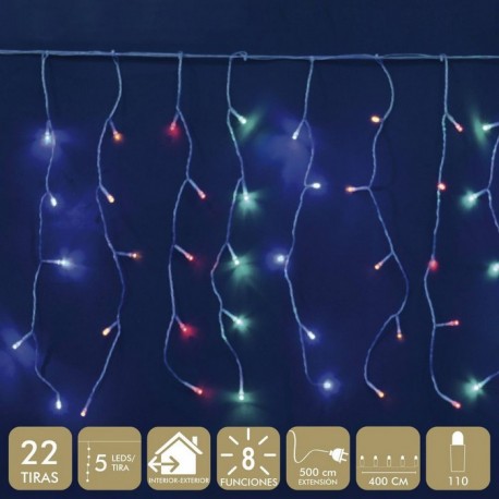 Cortina de luz con 110 Luces para Interior y Exterior de led Multicolor de 400 cm