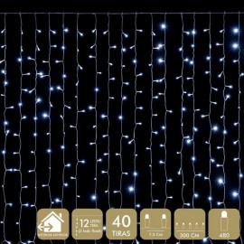 Cortina 480 Led Blanco 40 Tiras de 12 Leds Por Tira