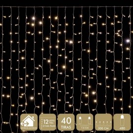 Cortina 480 Leds Amarillos 40 Tiras de 12 Leds Por Tira
