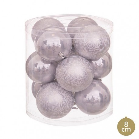 12 Bolas Plata 8 X 8 X 8 Cm