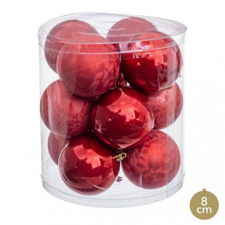 12 Bolas Rojo 8 X 8 X 8 Cm