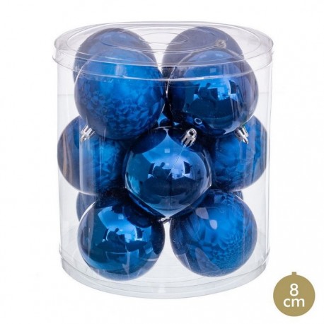 12 Bolas Azul 8 X 8 X 8 Cm