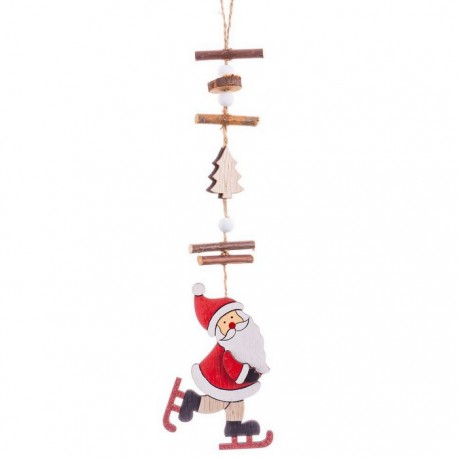 Colgante Papa Noel Madera 6,30 X 0,40 X 31 Cm