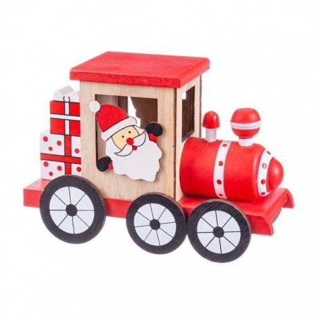 Tren Papa Noel De Madera 19 X 8 X 13,50 Cm