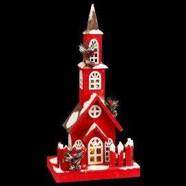 Casa 10 Luces Madera Rojo 17 X 18 X 56 Cm Casa 10 Luces Madera Rojo 17 X 18 X 56 Cm